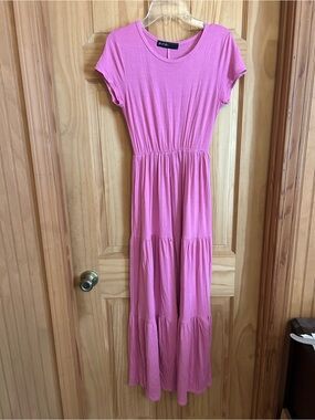 Everyday Tiered Pink Maxi Dress by Simple